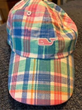 Vineyard Vines Kids Plaid Whale Cap in Pink, Blue, Green
